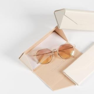 【Premium Authentic】PA．折疊收納皮革眼鏡盒-黃白系列任選-附彩盒(PA 真皮 眼鏡盒 摺疊收納 質感小物)