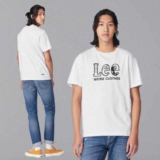 【Lee 官方旗艦】男裝 短袖T恤 / 老報印刷 大LOGO 經典白 舒適版型(LB302002K14)