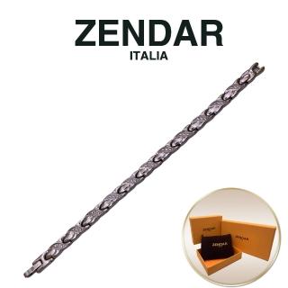 【ZENDAR】4顆純鍺 健康鈦鍺白鋼麻花鑲鑽手鍊精品 附送禮提袋(M號 98740)