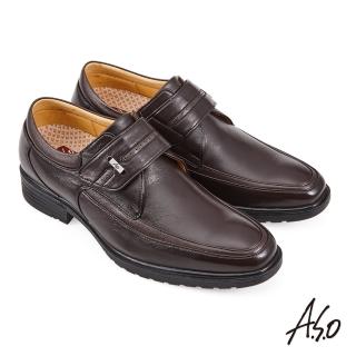 【A.S.O 阿瘦集團】頂級氣墊鞋活氧系列綿羊皮黏帶紳士氣墊鞋(咖啡色)