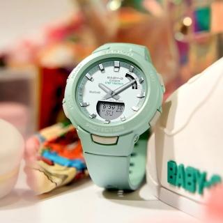 【CASIO 卡西歐】BABY-G 藍牙計步雙顯運動手錶-酪梨綠(BSA-B100CS-3A)