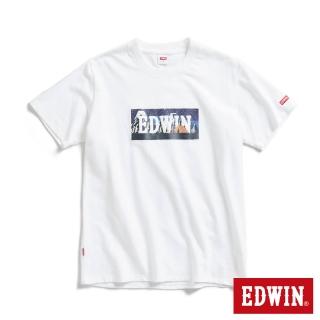 【EDWIN】男裝 露營系列 富士山腳營地LOGO印花短袖T恤(米白色)
