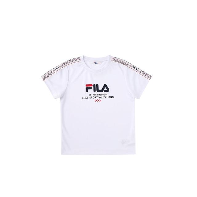 【FILA官方直營】KIDS 童吸濕排汗短袖圓領上衣-白色(1TEX-4309-WT)