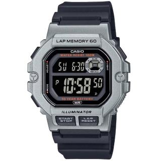 【CASIO 卡西歐】方形運動時尚數位電子腕錶/黑x銀框(WS-1400H-1B)