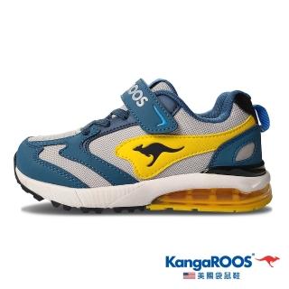 【KangaROOS 美國袋鼠鞋】童鞋 CAPSULE 機能運動 太空氣墊跑鞋(藏青/黃-KK31956)