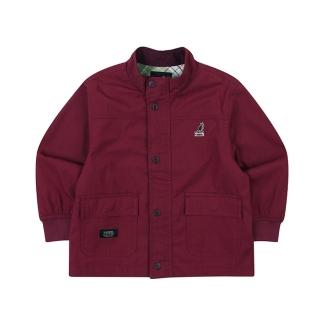 【KANGOL】韓國-KIDS 經典立領雙口袋風衣外套-酒紅色(W22AF001BD)