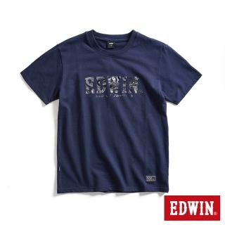 【EDWIN】男裝 EDGE系列 數位煙幕LOGO印花短袖T恤(丈青色)