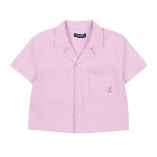 【KANGOL】韓國-KIDS 雙口袋短袖短版襯衫-粉色(W23SG102PK)