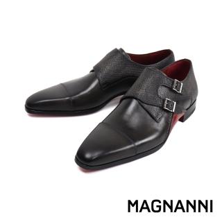 【MAGNANNI】個性時尚橫飾雙扣孟克鞋 黑棕色(19616-GRA)