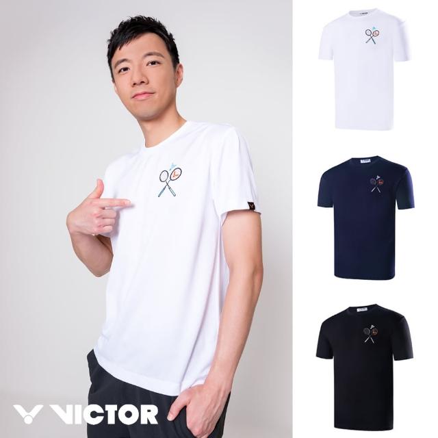 【VICTOR 勝利體育】羽球刺繡 T-Shirt 中性款(T-2306 A白/B藏青/C黑)