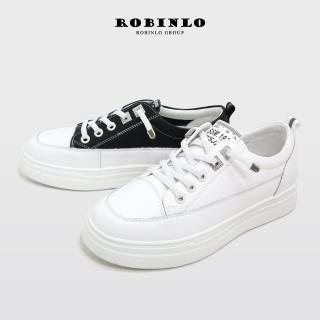 【Robinlo】閃耀時刻自在真皮小白鞋休閒鞋LALIA(勁酷黑/甜美白)