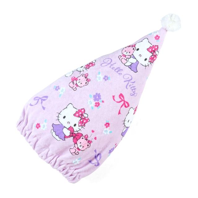 【SANRIO 三麗鷗】抗菌吸水毛巾帽 Hello Kitty 花朵緞帶(生活雜貨)