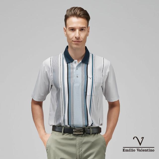 【Emilio Valentino 范倫鐵諾】男裝 吸濕速乾彈性胸袋短袖POLO衫_藍/綠/白(15-3V7919)