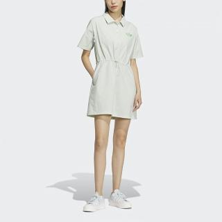 【adidas 愛迪達】洋裝 女款 運動洋裝 長版上衣 三葉草 亞規 LT DRESS 綠 IK8631