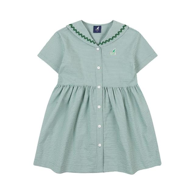 【KANGOL】韓國-KIDS 水手領洋裝-綠色(W23SD202MT)