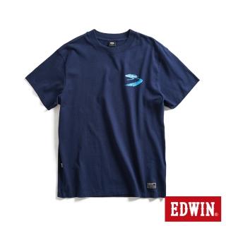 【EDWIN】男裝 EDGE系列 極速甩尾胎紋印花短袖T恤(丈青色)