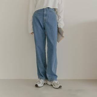 【Queenshop】女裝 丹寧 簡約直筒設計牛仔長褲 兩色售 S/M/L 現+預 04011610