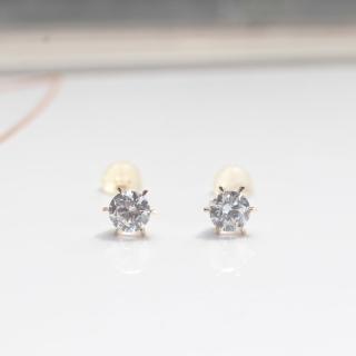 【CHARIS & GRACE 佳立思珠寶】14K金 耳環 六爪鑽石耳針耳環