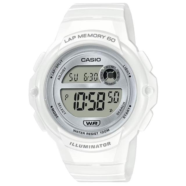 【CASIO 卡西歐】簡約數位電子運動腕錶/白(LWS-1200H-7A1)