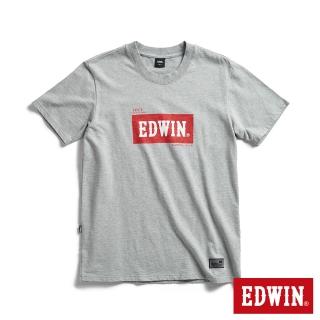 【EDWIN】男裝 EDGE系列 跑車BOX LOGO立體印花短袖T恤(麻灰色)