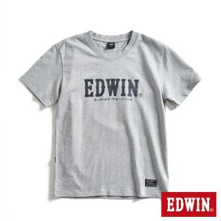 【EDWIN】男裝 EDGE系列 數位煙幕LOGO印花短袖T恤(麻灰色)