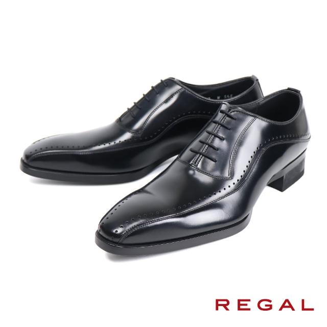 【REGAL】日系時尚雙排列雕孔牛津鞋 黑色(W56E-BL)