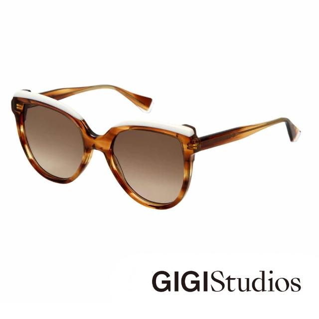【GIGI Studios】圓潤立體貓眼太陽眼鏡(淺琥珀 - MOMO-6544/9)