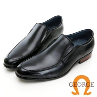 【GEORGE 喬治皮鞋】真皮U型側切口木紋紳士鞋 -黑235021CZ10