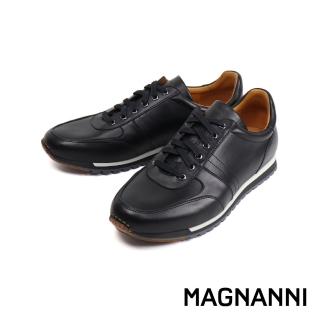 【MAGNANNI】西班牙全皮面手工休閒鞋 黑色(22652-BL)
