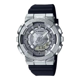 【CASIO 卡西歐】G-SHOCK金屬色錶盤雙顯錶(GM-S110-1A)