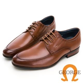 【GEORGE 喬治皮鞋】真皮U型木紋綁帶紳士鞋 -紅棕235020CZ29