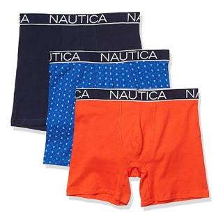 【NAUTICA】2023男時尚透氣雙藍橘色四角修飾內著混搭3件組-網(預購)