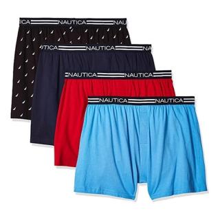 【NAUTICA】2023男時尚棉質寬鬆針織黑藍紅色平角混搭四件組-網(預購)