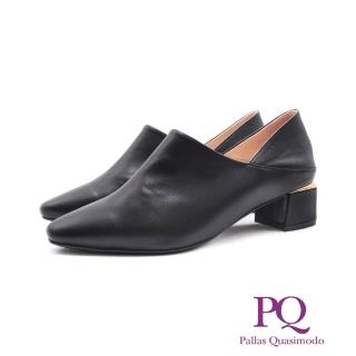 【PQ】女 氣質金邊低跟踝靴 女鞋(黑色)