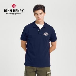 【JOHN HENRY】腰織帶配色POLO衫-藍色