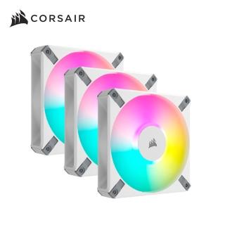 【CORSAIR 海盜船】AF120 RGB ELITE 白色機殼風扇*3+Lighting控制器