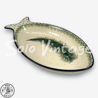 【SOLO 波蘭陶】CA 波蘭陶 34CM 魚型盤 綠花翎系列 CERAMIKA ARTYSTYCZNA