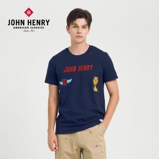 【JOHN HENRY】champion刺繡貼布短袖T恤-藍色