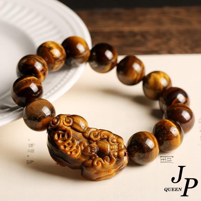 【Jpqueen】天然黃虎眼石中性貔貅串珠手鍊(棕色)