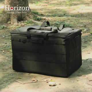 【Horizon 天際線】95L大容量黑化戰術收納箱(軟殼摺疊收納箱/露營收納箱)