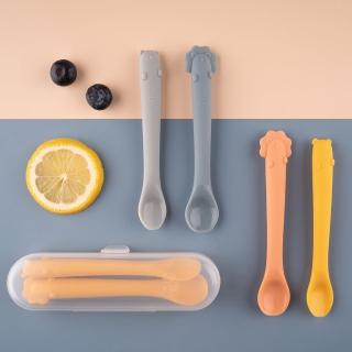 【INUIBEBE】韓國寶寶學習矽膠湯匙兩件組/兒童餐具/學習餐具/矽膠餐具(副食品好幫手)