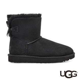 【UGG】女鞋/女靴/靴子/雪靴 Mini Bailey Bow II(黑色-UG1016501BLK)
