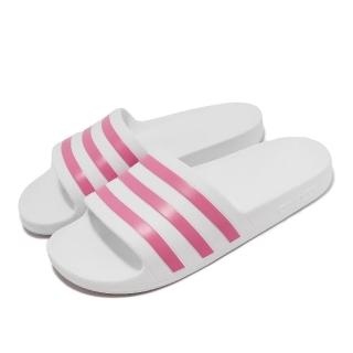 【adidas 愛迪達】拖鞋 Adilette Aqua 白 粉紅 女鞋 三線 經典 愛迪達(GZ5237)