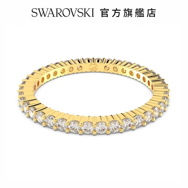 【SWAROVSKI 官方直營】Vittore 戒指 圓形切割  白色  鍍金色色調 交換禮物
