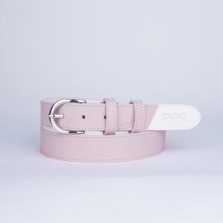 【PING】女款LOGO刻印牛皮針釦皮帶-粉紅(GOLF/高爾夫配件/RT22202-13)