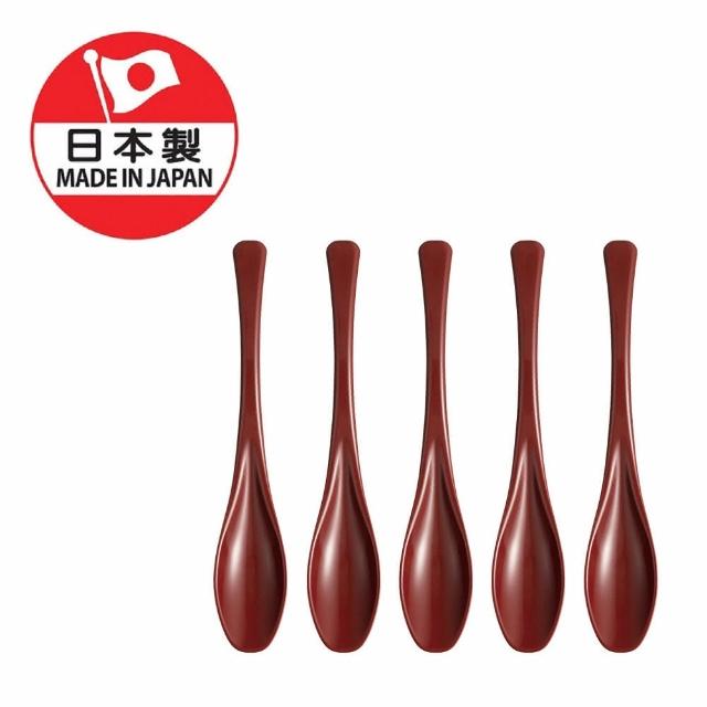 【DAIDOKORO】日本製湯匙5入 紅色 抗菌加工 點心勺甜點匙兒童湯匙咖啡匙(洗碗機適用 19公分)