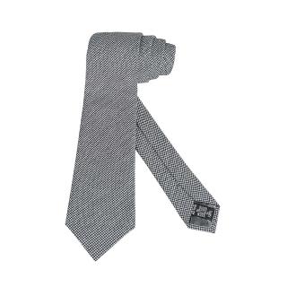 【EMPORIO ARMANI】EMPORIO ARMANI花紋設計羊毛混紡萊賽爾纖維領帶(寬版/灰底x黑灰字)