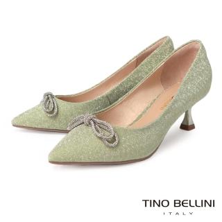 【TINO BELLINI 貝里尼】輕奢閃耀蝴蝶結鍊鑽尖頭高跟鞋FSCT010