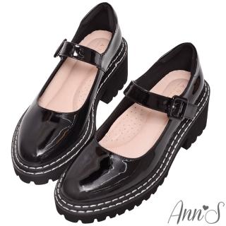 【Ann’S】韓系學院風-方便魔鬼氈厚底瑪莉珍鞋5.5cm(黑)