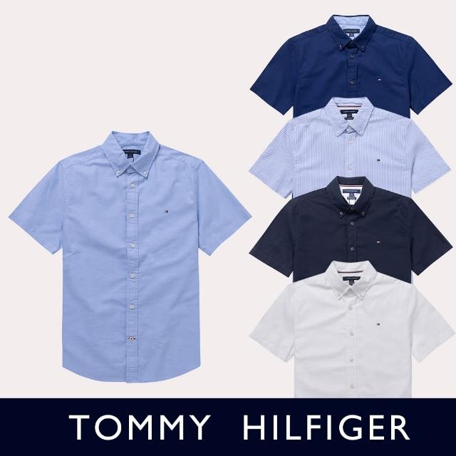 【Tommy Hilfiger】TOMMY 經典刺繡Logo短袖襯衫 上衣-多色組合(平輸品)